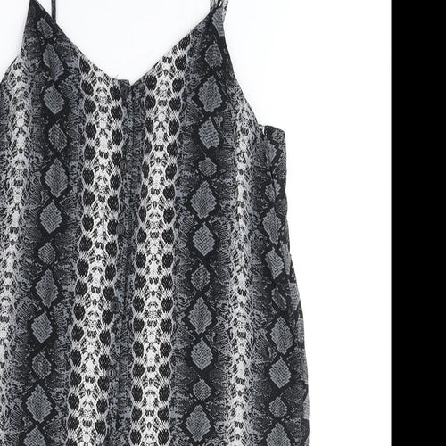 H&M Womens Grey Geometric Polyester Tank Dress Size 8 V-Neck Pullover