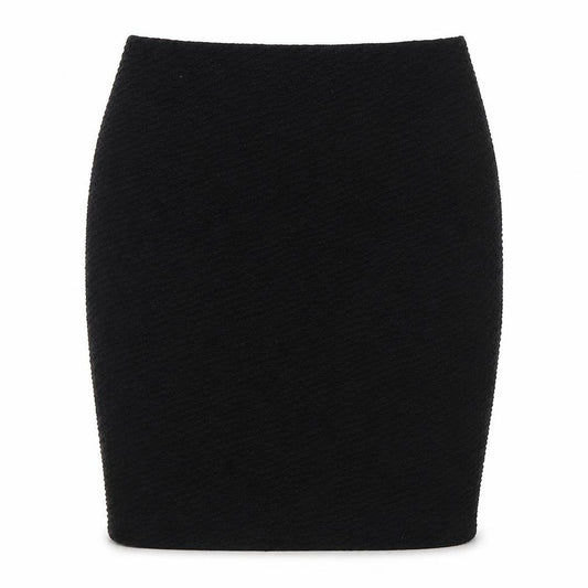 Front view of Marks & Spencer women’s black polyester bandage skirt, size UK 10