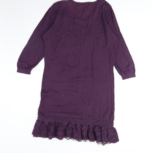 NEXT Womens Purple Cotton Tunic Blouse Size 12 Boat Neck