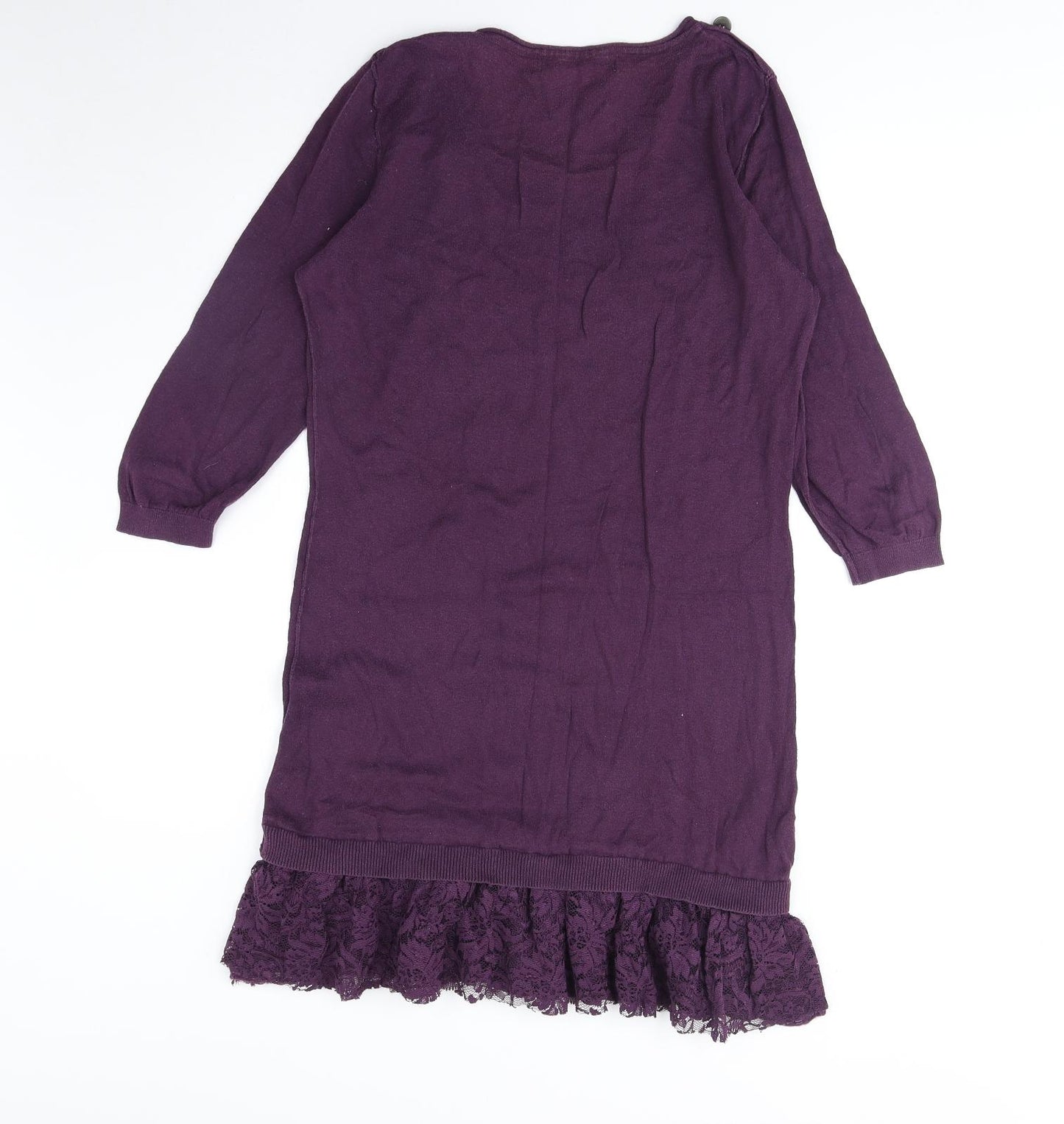NEXT Womens Purple Cotton Tunic Blouse Size 12 Boat Neck