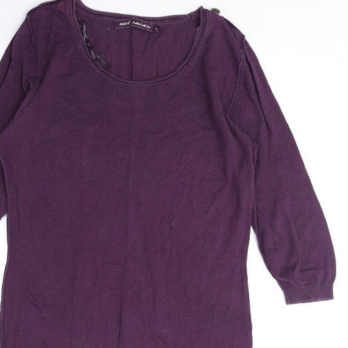 NEXT Womens Purple Cotton Tunic Blouse Size 12 Boat Neck