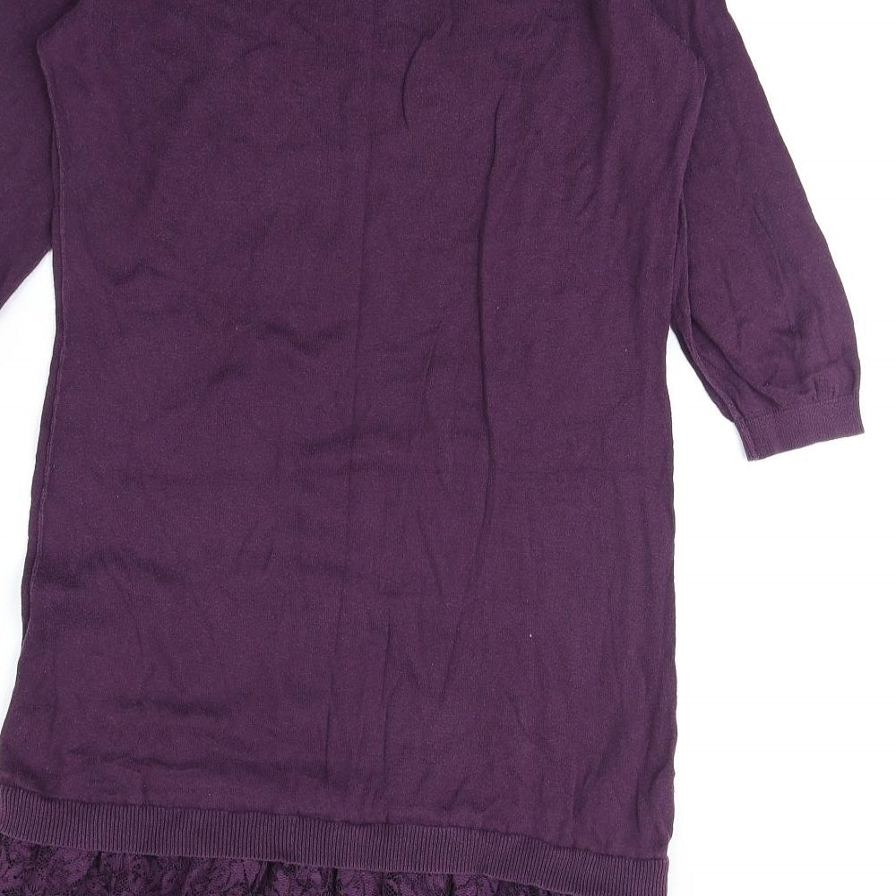 NEXT Womens Purple Cotton Tunic Blouse Size 12 Boat Neck