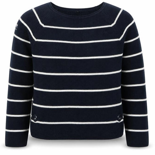 Betty Barclay Womens Blue Round Neck Striped Acrylic Pullover Jumper Size 10