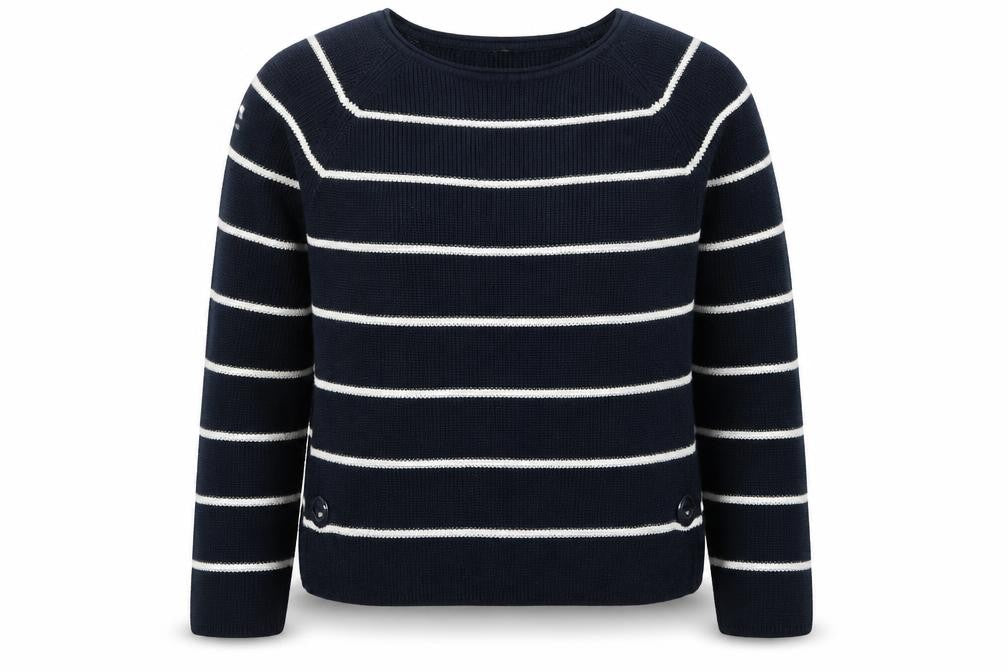 Betty Barclay Womens Blue Round Neck Striped Acrylic Pullover Jumper Size 10