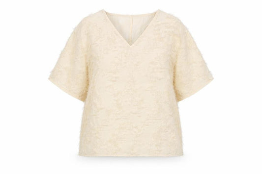 Front view of SHEIN women’s white polyester basic blouse, size XL, v-neck