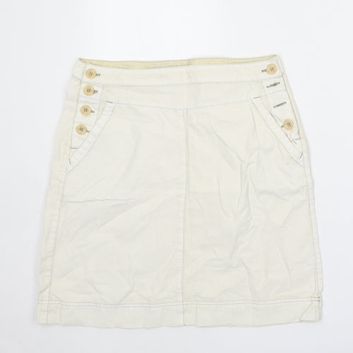 Murphy & Nye Womens Ivory Cotton Mini Skirt Size 32 in Button
