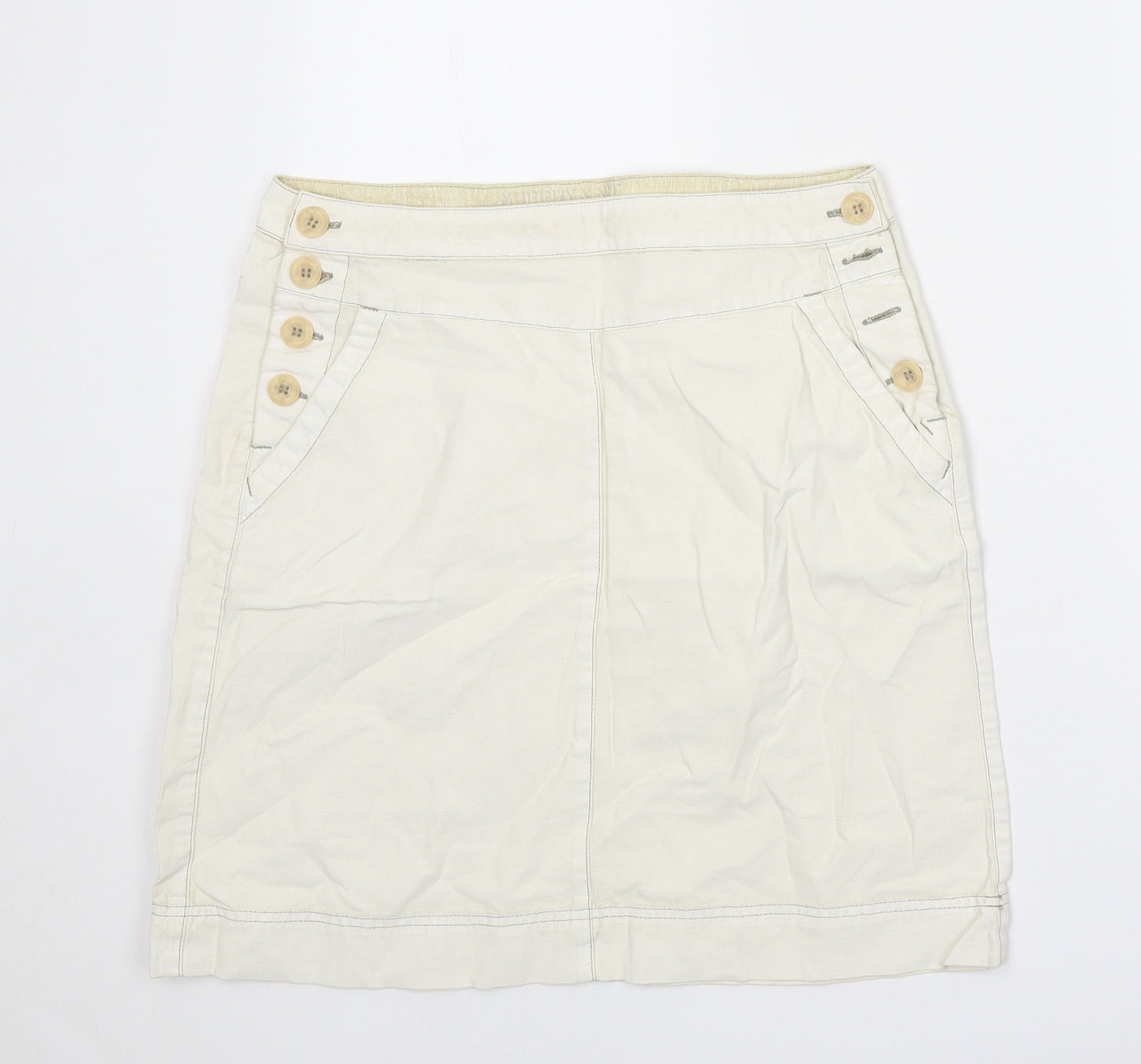 Murphy & Nye Womens Ivory Cotton Mini Skirt Size 32 in Button