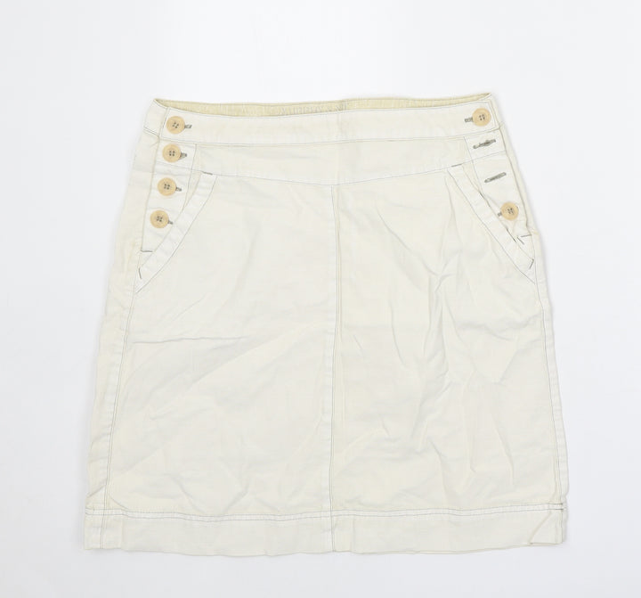 Murphy & Nye Womens Ivory Cotton Mini Skirt Size 32 in Button