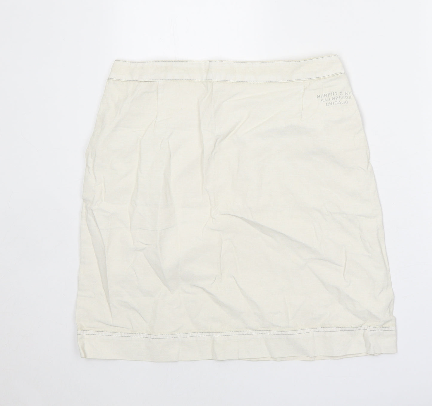 Murphy & Nye Womens Ivory Cotton Mini Skirt Size 32 in Button