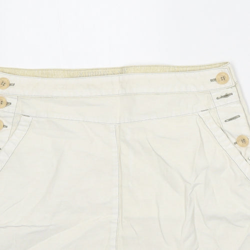 Murphy & Nye Womens Ivory Cotton Mini Skirt Size 32 in Button