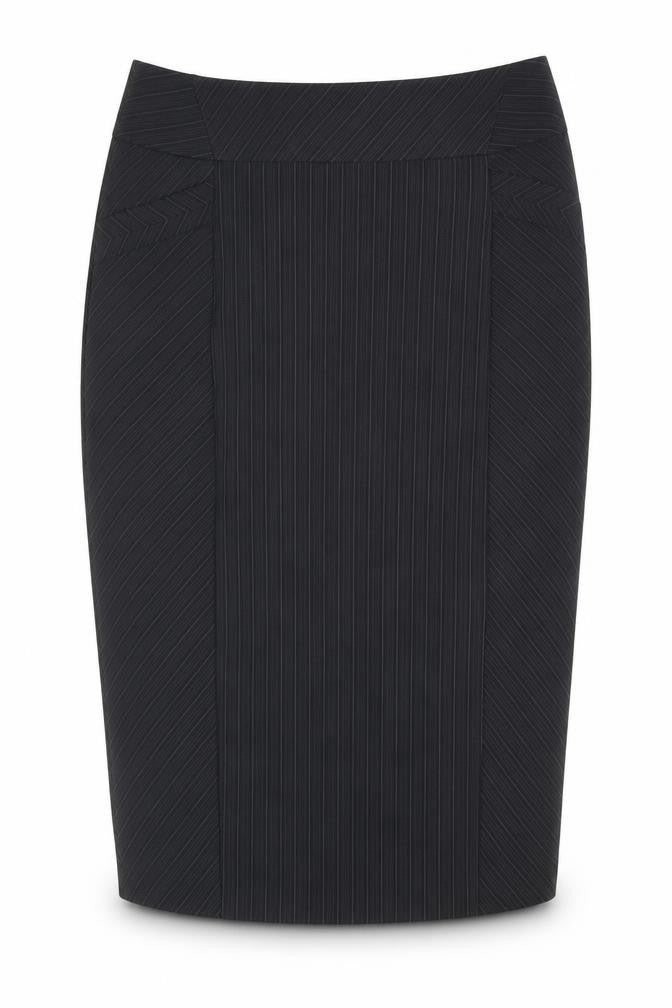 Dorothy Perkins Womens Black Striped Polyester Straight & Pencil Skirt Size 10 Zip