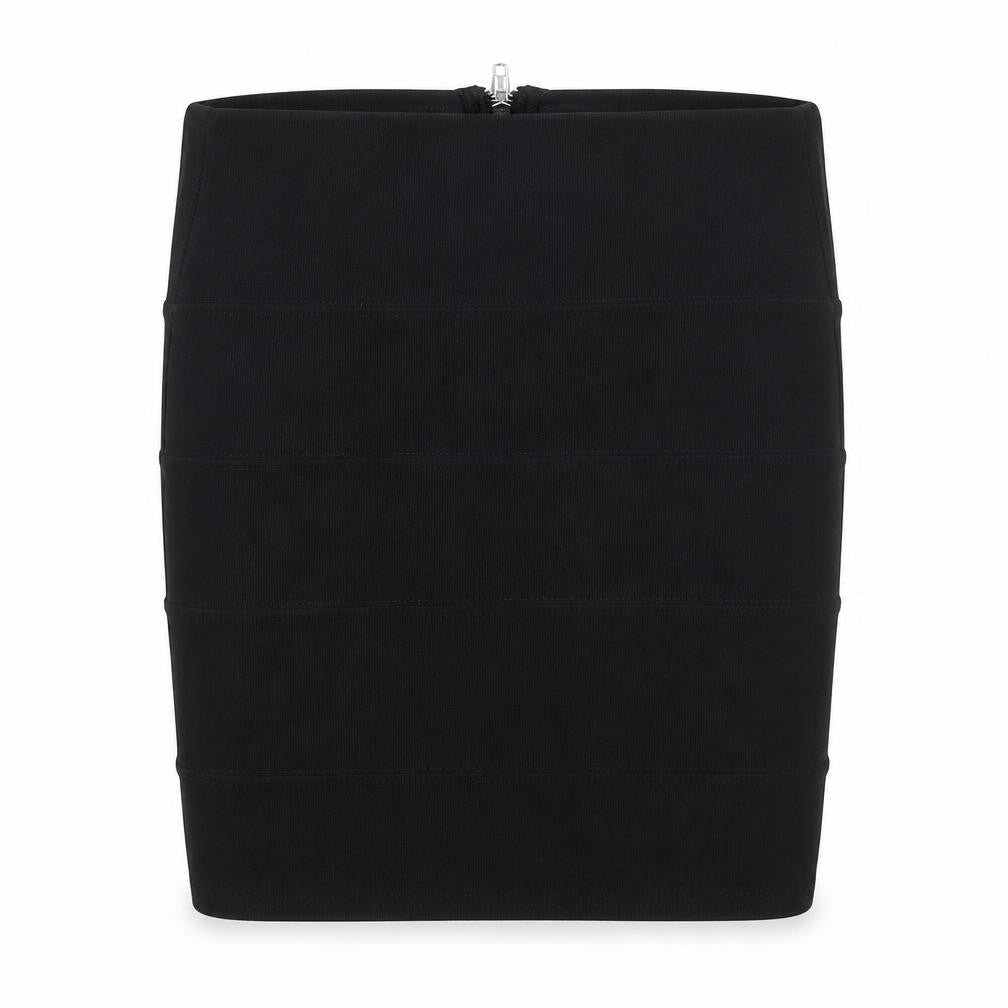 Preworn Womens Black Polyester Bandage Skirt Size 10 Zip