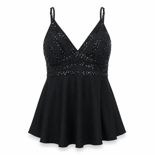 MOTIVI Womens Black Polyester Camisole Tank Size M V-Neck