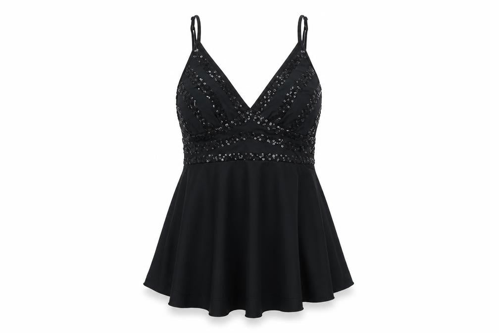 MOTIVI Womens Black Polyester Camisole Tank Size M V-Neck
