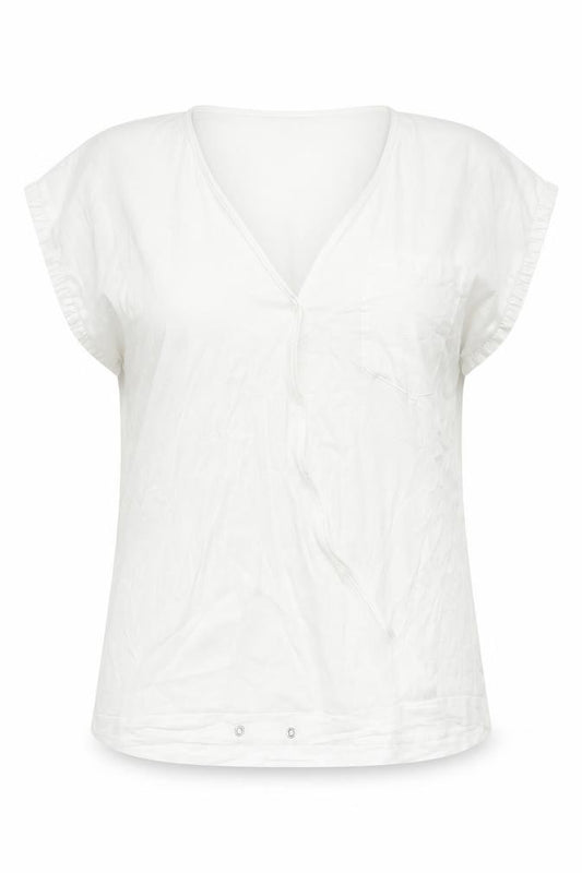 Front view of Next women’s white polyester basic blouse, size UK 10, v-neck