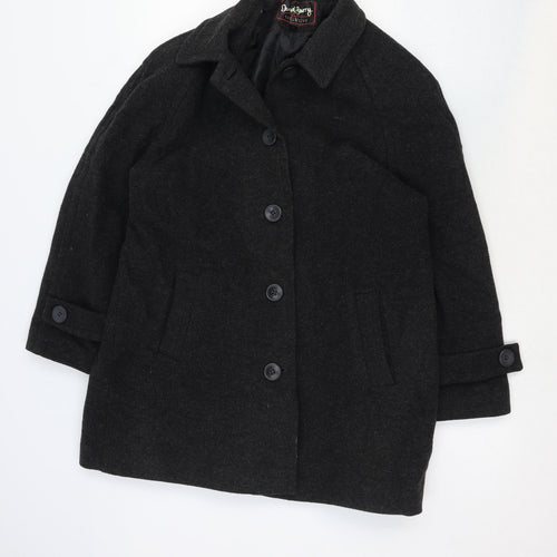 David Barry Womens Grey Overcoat Coat Size 14 Button