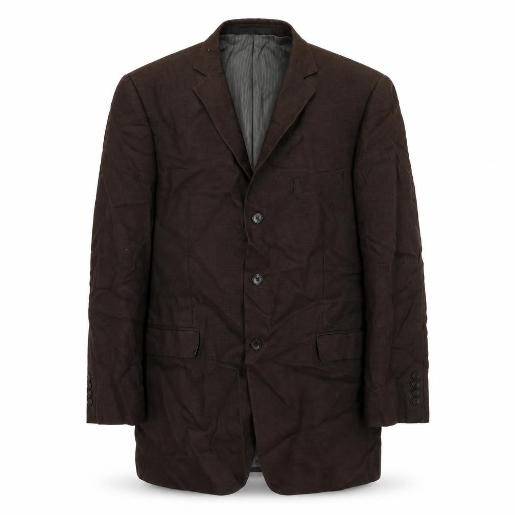Front view of Marks & Spencer men’s brown wool jacket suit jacket, size 42, regular