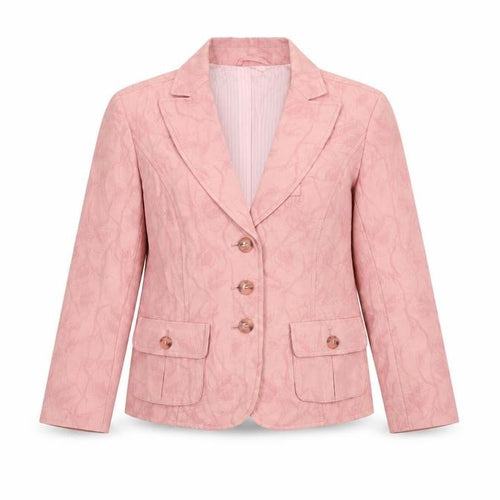 Betty Barclay Womens Pink Floral Wool Jacket Blazer Size L