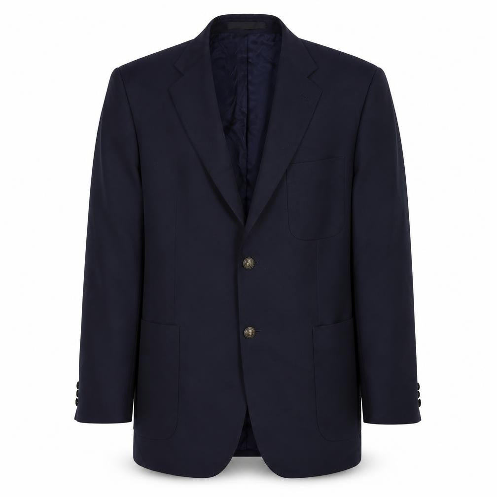 Front view of Marks & Spencer men’s blue wool jacket suit jacket, size 40, regular