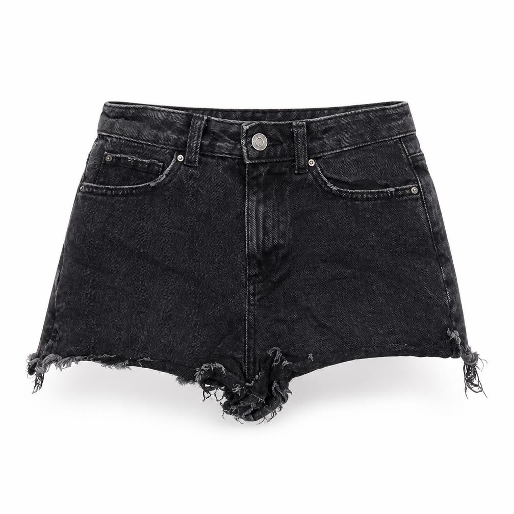 Denim & Co. Womens Black Cotton Hot Pants Shorts Size 8 Regular Zip