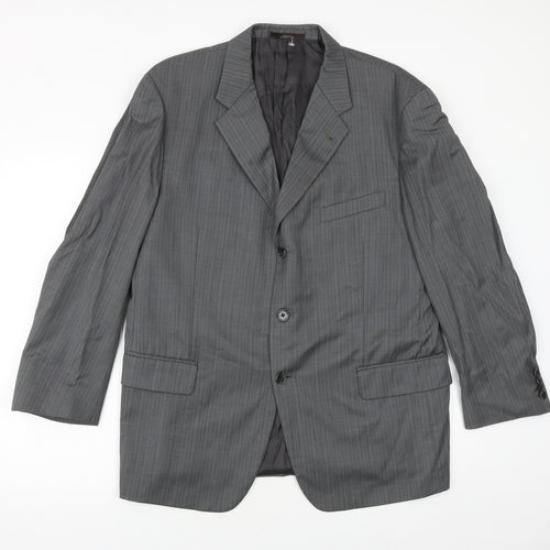 Joseph Abboud Mens Grey Striped Wool Jacket Suit Jacket Size 42 Regular