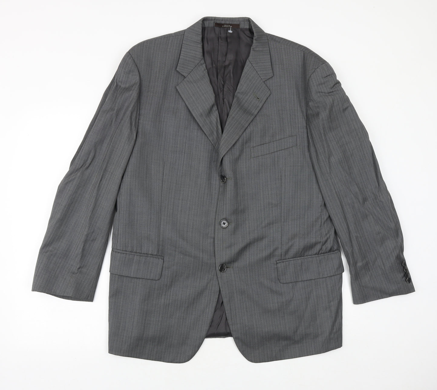 Joseph Abboud Mens Grey Striped Wool Jacket Suit Jacket Size 42 Regular