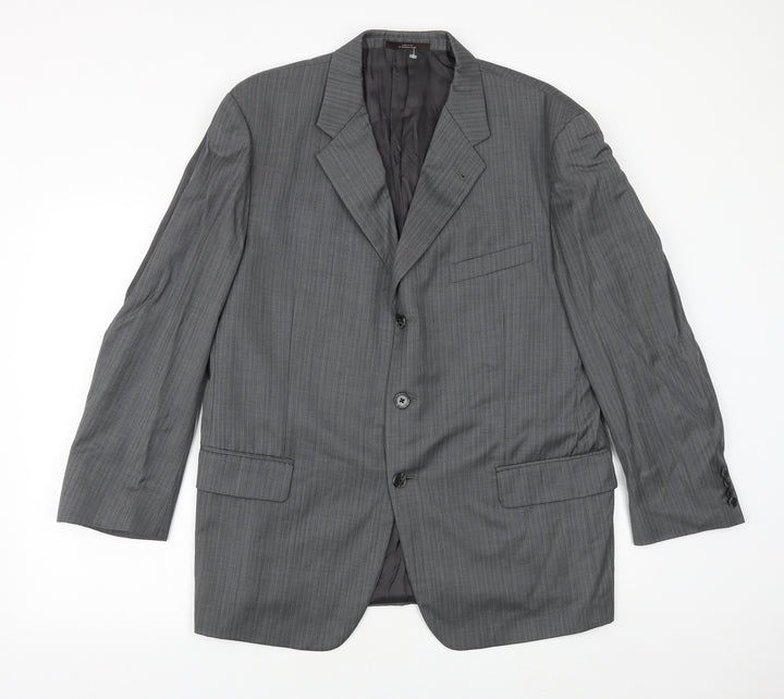 Joseph Abboud Mens Grey Striped Wool Jacket Suit Jacket Size 42 Regular