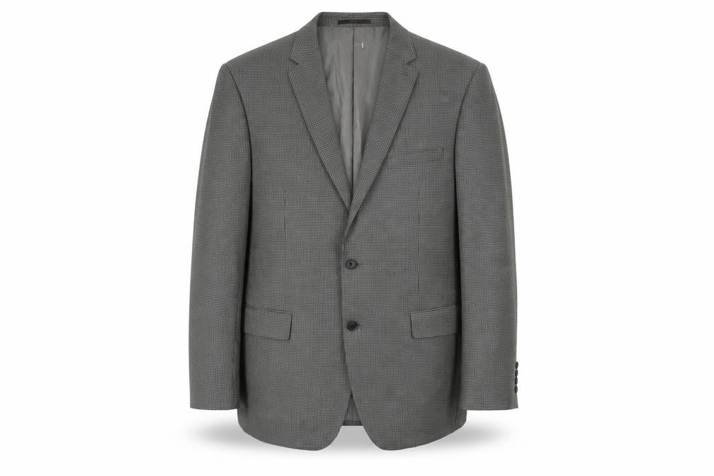 Front view of Taylor & Wright men’s grey geometric polyester jacket suit jacket, size 44, regular