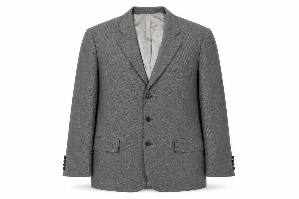 Front view of Marks & Spencer men’s grey wool jacket suit jacket, size 44, regular
