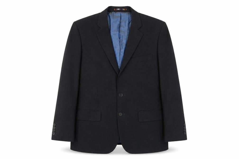 Front view of River Island men’s grey wool jacket suit jacket, size 38, regular