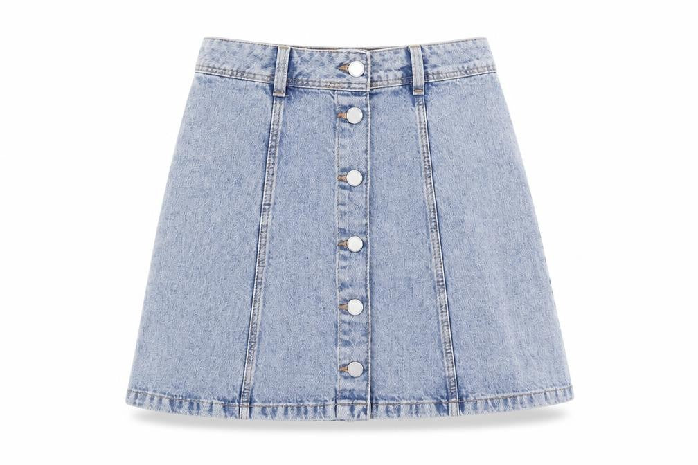 H&M Womens Blue Cotton Straight & Pencil Skirt Size 4 Button