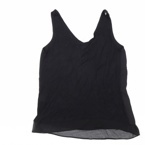 Warehouse Womens Black Polyester Basic Tank Size 6 V-Neck