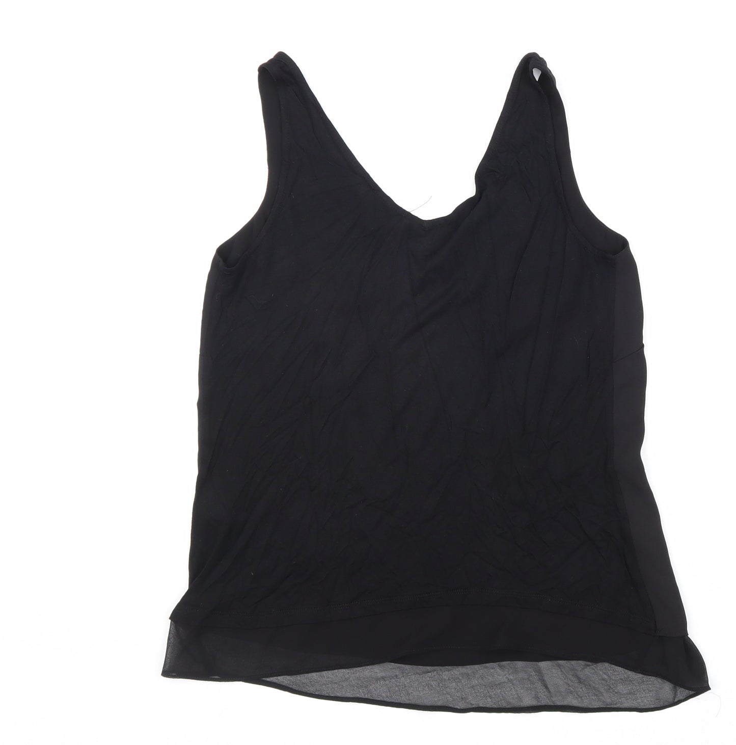 Warehouse Womens Black Polyester Basic Tank Size 6 V-Neck