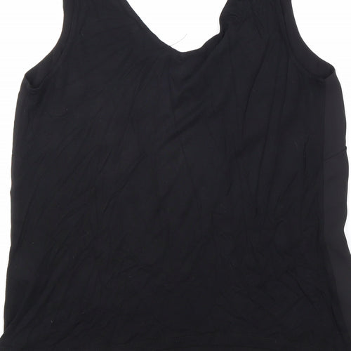 Warehouse Womens Black Polyester Basic Tank Size 6 V-Neck