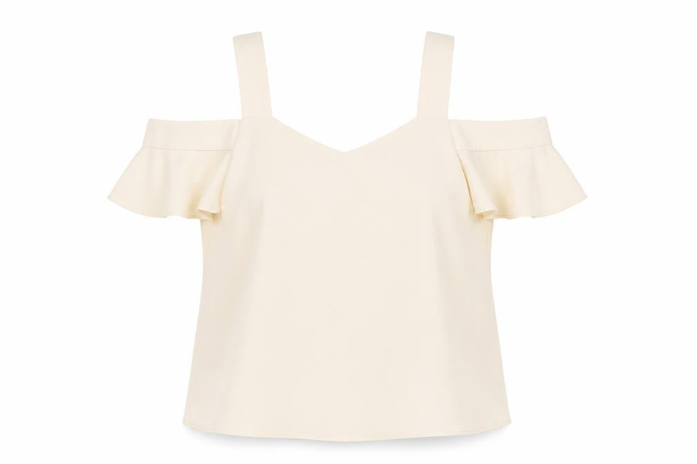 Topshop Womens Beige Polyester Basic Blouse Size 8 V-Neck
