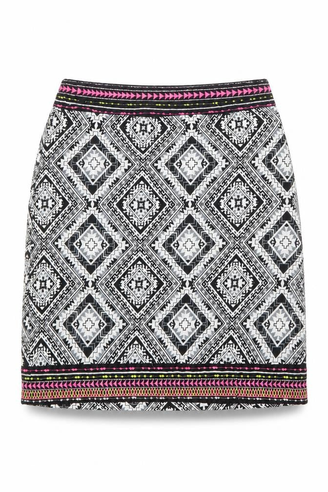 Atmosphere Womens Black Geometric Polyester Straight & Pencil Skirt Size 6 Zip