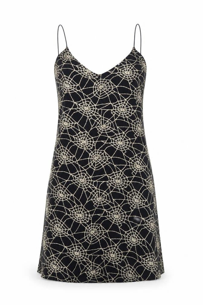 Nasty Gal Womens Black Geometric Polyester Slip Dress Size 8 V-Neck Pullover