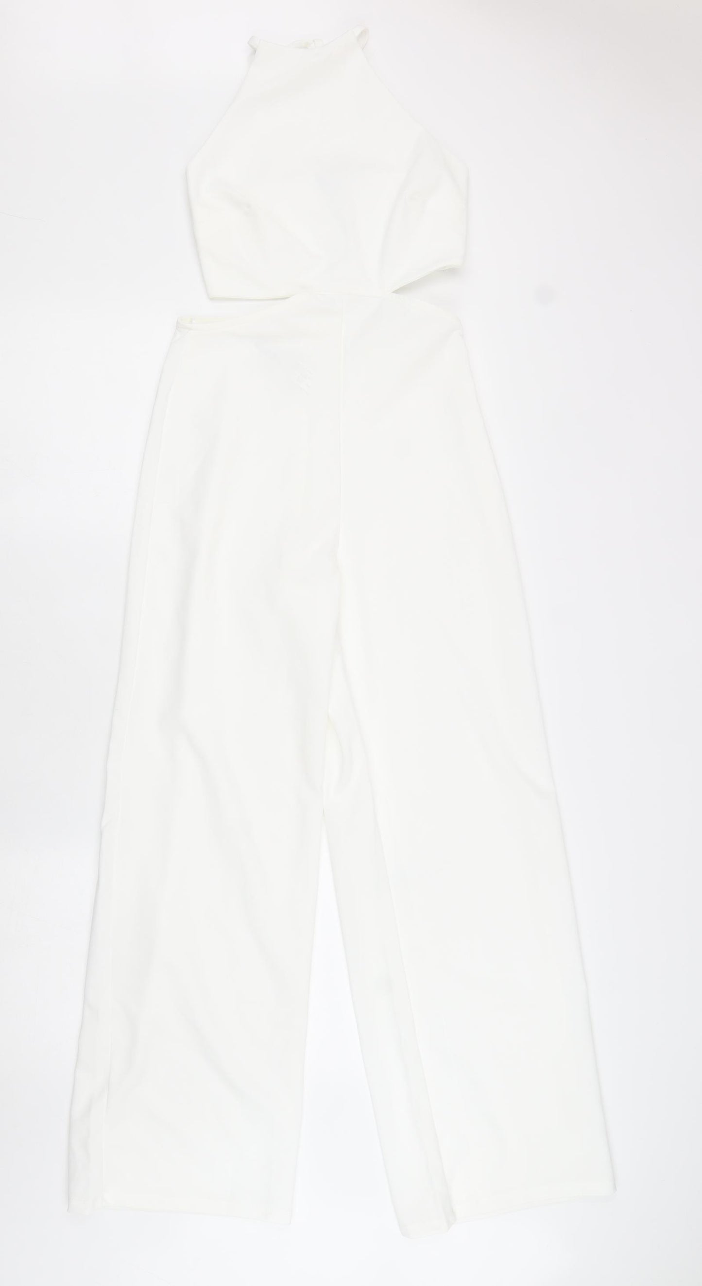 Stradivarius Womens White Polyester Jumpsuit One-Piece Size XS L31 in Zip - Cut Out