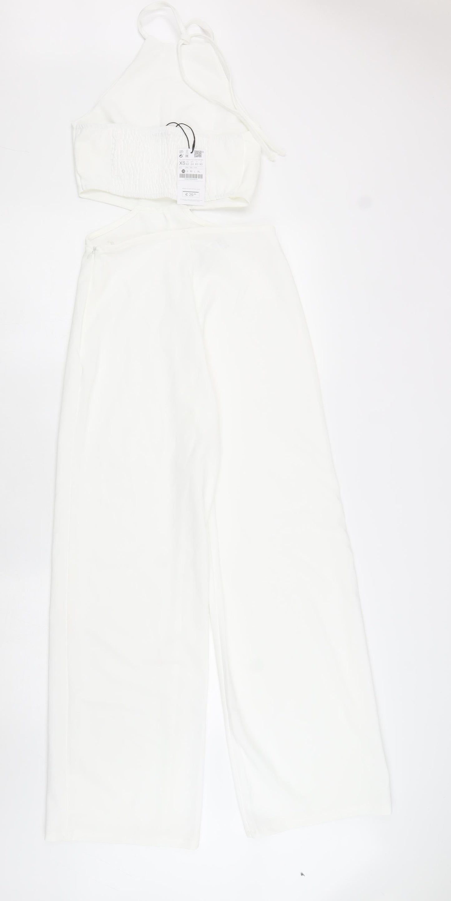 Stradivarius Womens White Polyester Jumpsuit One-Piece Size XS L31 in Zip - Cut Out