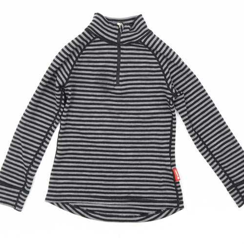 Rema Womens Black Striped Wool Pullover Sweatshirt Size XS Zip