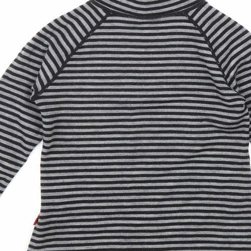 Rema Womens Black Striped Wool Pullover Sweatshirt Size XS Zip