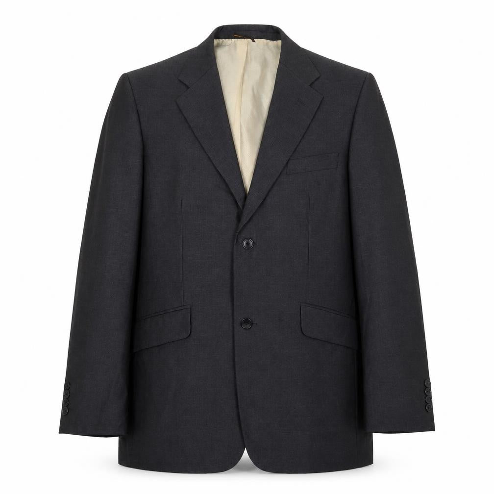 Front view of Vouet men’s grey polyester jacket suit jacket, size 48, regular