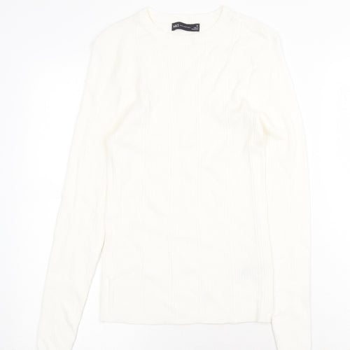 Marks and Spencer Womens White Round Neck Viscose Pullover Jumper Size 10