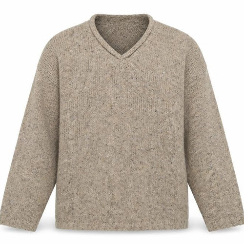 Topman Mens Beige V-Neck Acrylic Pullover Jumper Size L Long Sleeve