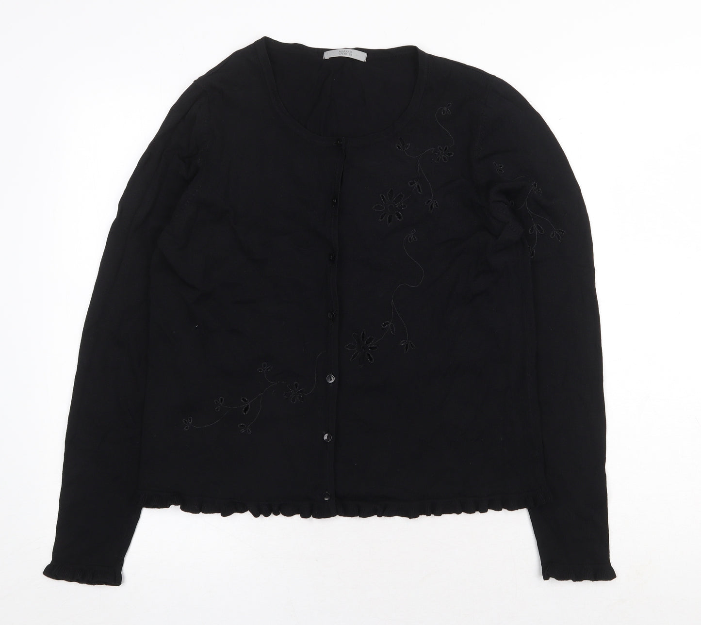 Marks and Spencer Womens Black Crew Neck Viscose Pullover Jumper Size 16 Button