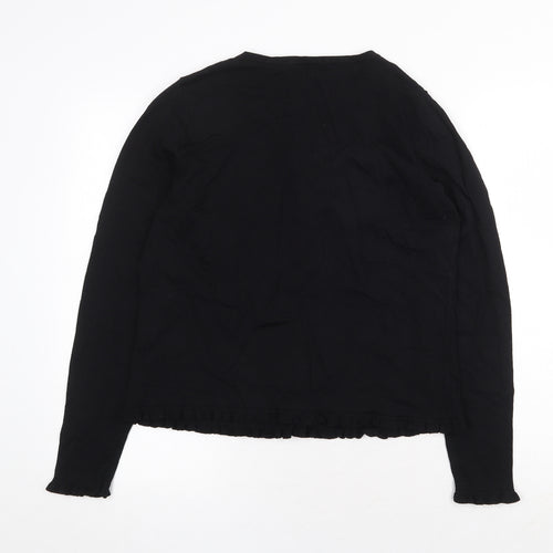 Marks and Spencer Womens Black Crew Neck Viscose Pullover Jumper Size 16 Button