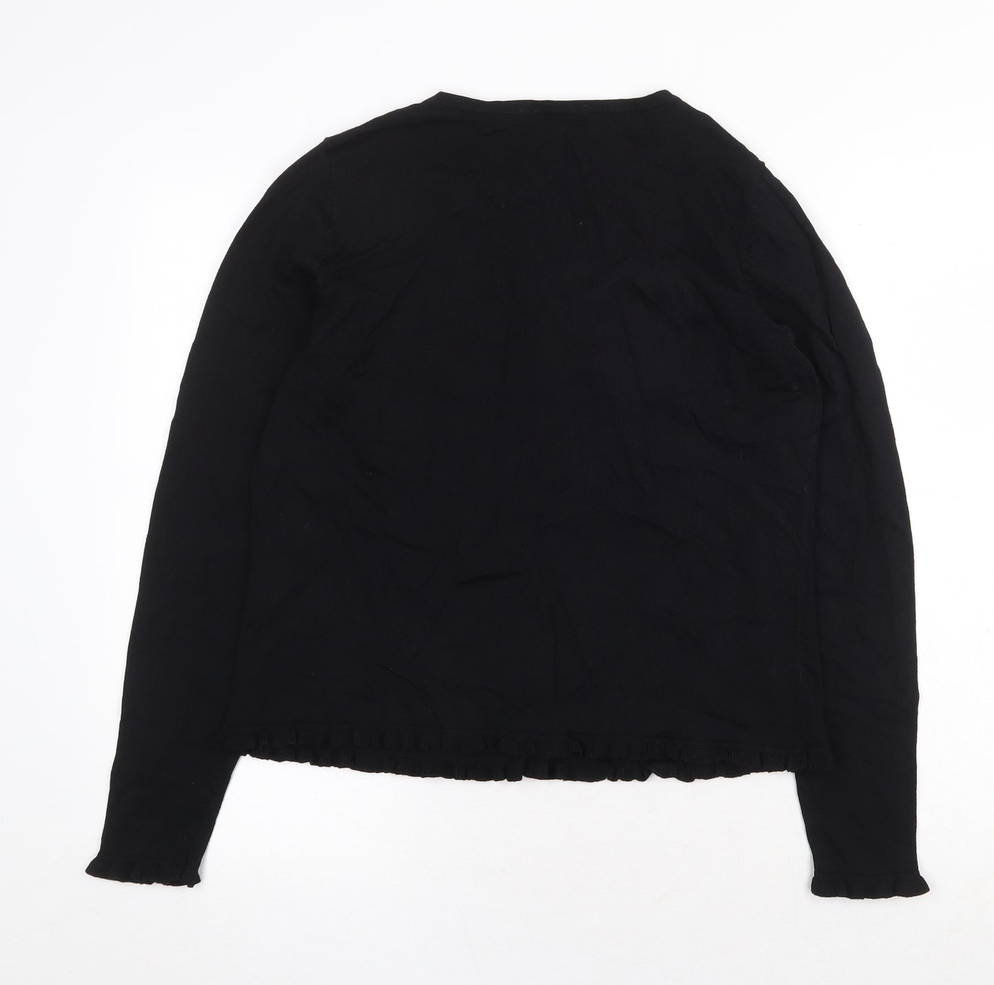 Marks and Spencer Womens Black Crew Neck Viscose Pullover Jumper Size 16 Button