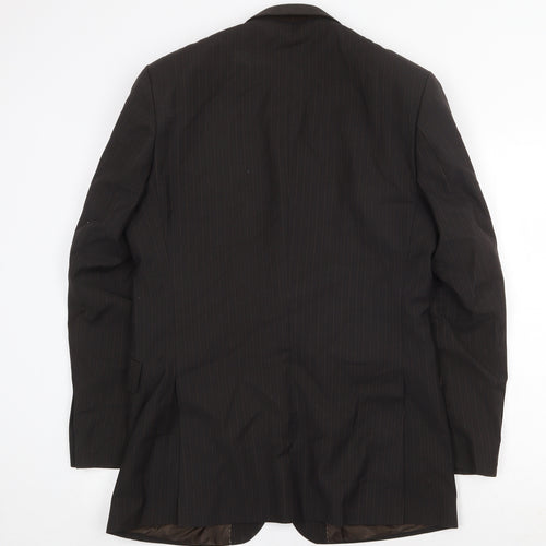Burton Mens Brown Striped Polyester Jacket Suit Jacket Size 38 Regular
