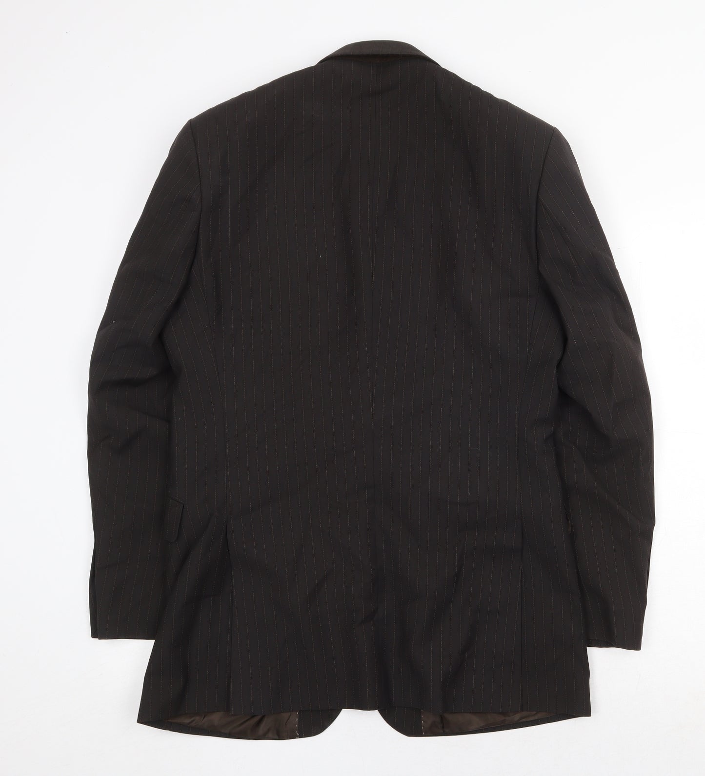 Burton Mens Brown Striped Polyester Jacket Suit Jacket Size 38 Regular