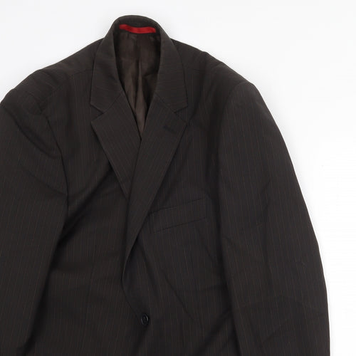 Burton Mens Brown Striped Polyester Jacket Suit Jacket Size 38 Regular